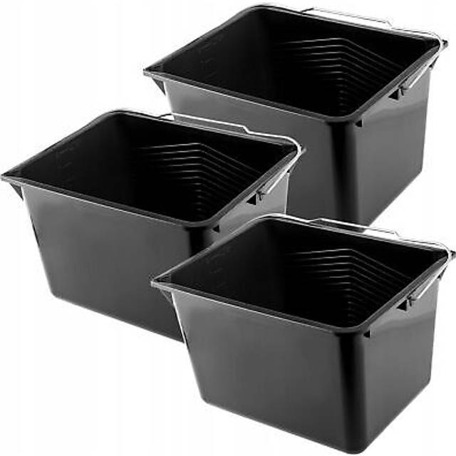 KADAX Plastic Paint Bucket, Water Bucket, Cleaning Bucket 8L, Black, 3 Pieces