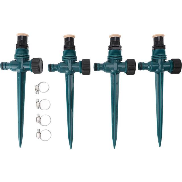 4pcs Garden Sprinklers Professional Efficient 360 Degree Automatic Rotating Lawn Sprinkler for Yard dark green