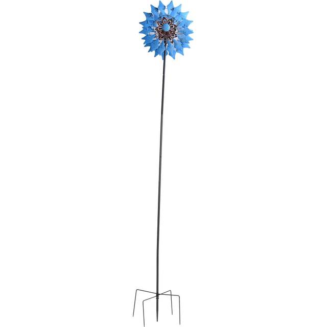 Double Layer Garden Wind Spinners with LED Solar Powered Glass Ball Metal Windmill Spinners for