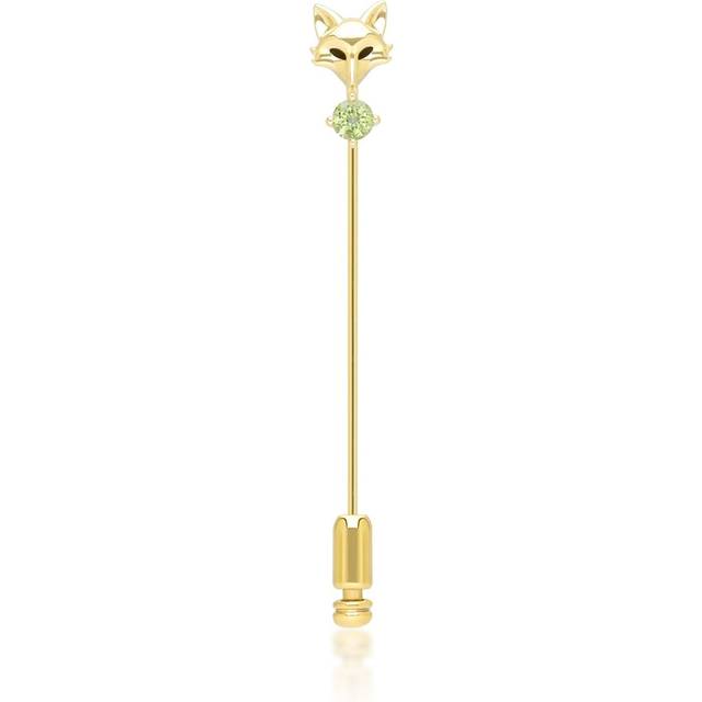 Gardenia Peridot Fox Lapel Pin In 9ct Yellow Gold