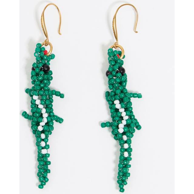Green beaded crocodile earrings - GREEN - UN