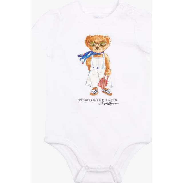 Ralph Lauren Baby Girls White Polo Bear Cotton Jersey Bodysuit - 6 month
