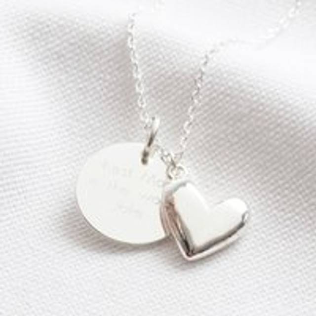 Personalised Puffed Heart Pendant Necklace - rose gold/silver - one size