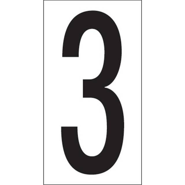 3.50 in. 3 Vinyl Warehouse Number Labels, Black & White - Case of 50