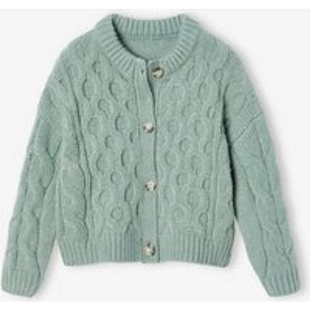 Cable Knit Cardigan for Girls grey green