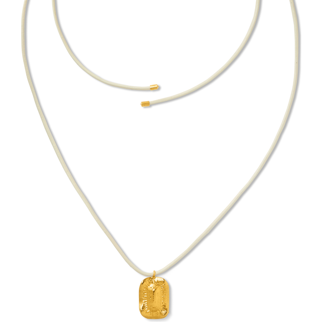 Sun Tag Adjustable Leather Cord Necklace - Orelia - Gold