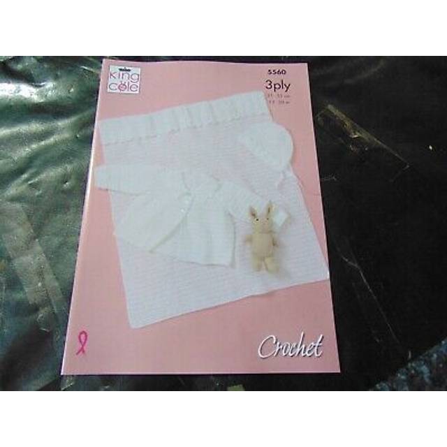 King Cole 5560 3ply Crochet Pattern Baby Jacket Bonnet & Blanket