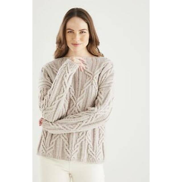Hayfield Bonus Aran Diamond Cable Sweater Knitting Pattern - Advanced Level