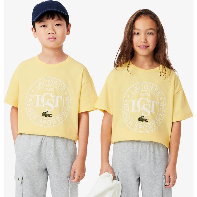 Lacoste Contrast Badge Cotton T-shirt Size 6 years Pastel Yellow - Pastel yellow