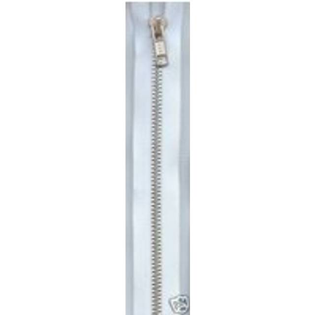 YKK Silver Metal Open End Zips White