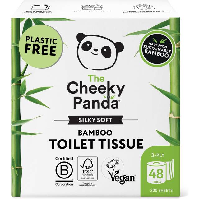 The Cheeky Panda Bamboo Toilet Rolls Bulk Buy ? 48 Rolls of 3 Ply Toilet Paper | Plastic Free Packaging and Sustainable Tissue Paper | Compostable Loo
