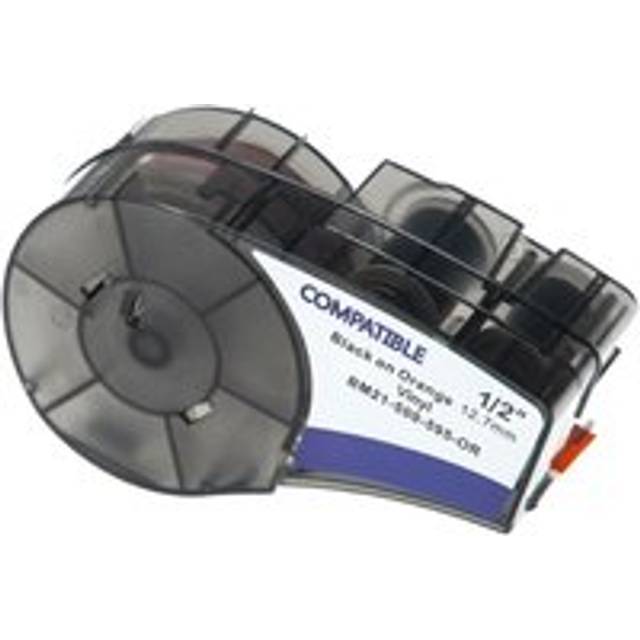 Label Tape Replacement for Brady M21-500-595-OR for Label Printer 12.7mm Black on Orange, Vinyl - Vhbw