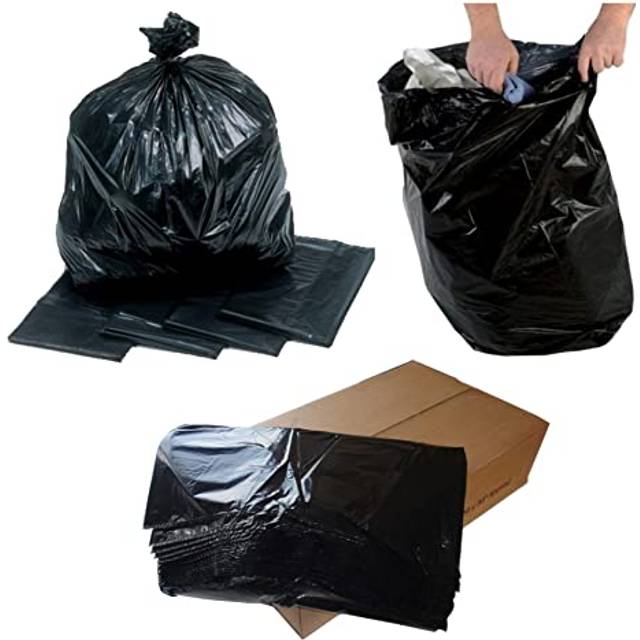 Heavy duty black refuse sacks 200pcs 90l, 18"x29"x39" strong large rubbish bag