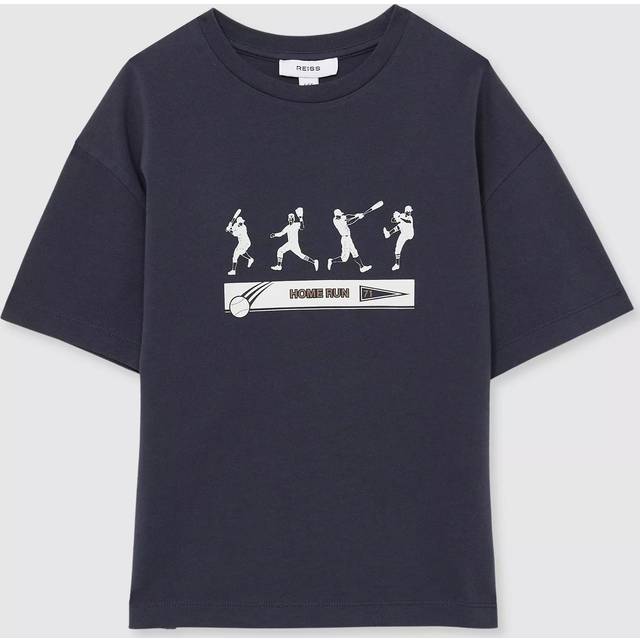 Reiss Kids' Kolby Baseball Graphic T-Shirt, Petrol Blue