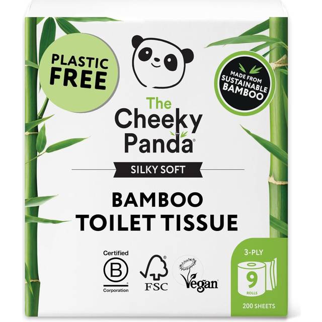 The Cheeky Panda Bamboo Toilet Paper 9 Rolls of Toilet Paper Plastic Free Packaging and Sustainable Toilet Tissue 100% Compostable