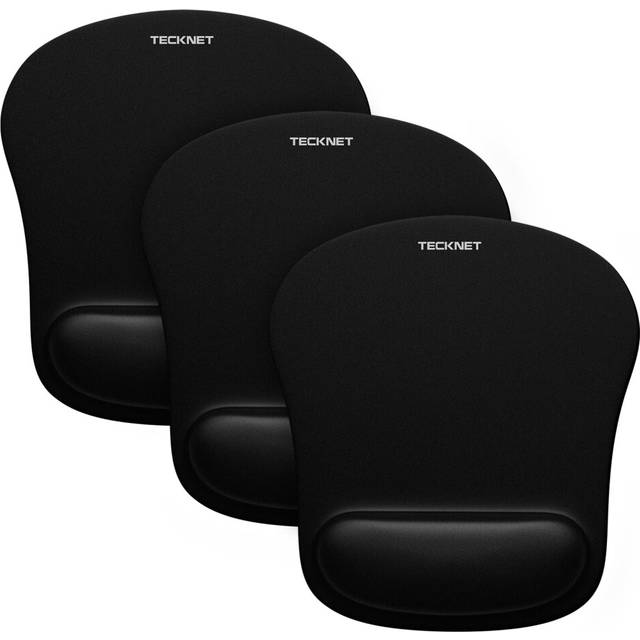 Mouse Mat 3 Pack with Memory Foam Rest -Non-slip Rubber base- Special-Textured Water-Resistant Surface