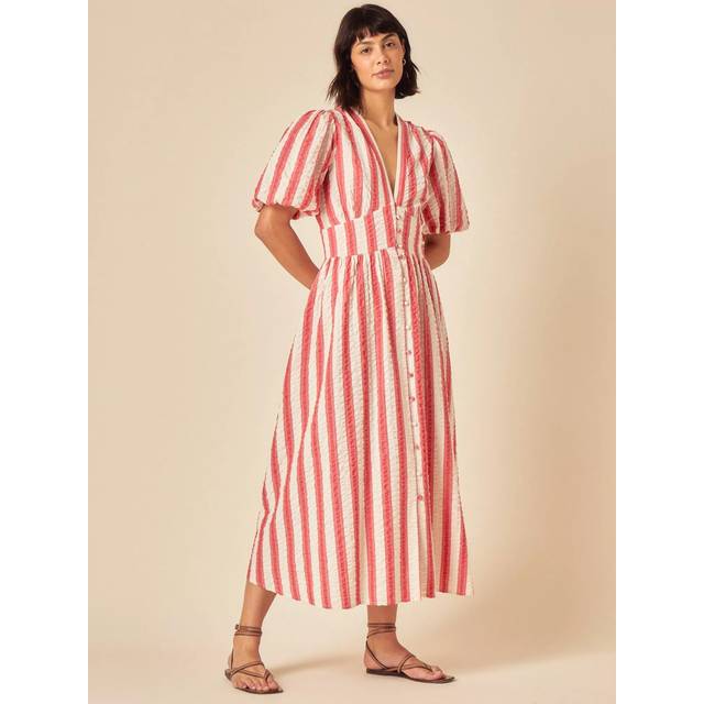 Nobody's Child Starlight Stripe Pure Organic Cotton Midi Dress, Red Stripe