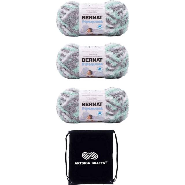Bernat Pipsqueak Seaspray Variegated 162059-59754 (3-Skeins - Same Dye Lot) Chunky Bulky #5 Polyester Yarn for Crocheting and Knitting - Bundle with 1