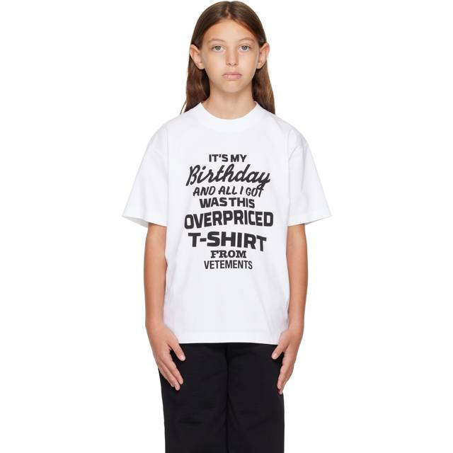 VETEMENTS Kids White Overpriced Birthday T-shirt - White/Black - 8Y