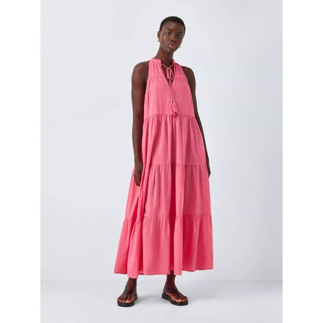 John Lewis Sunset Tiered Maxi Beach Dress, Pink