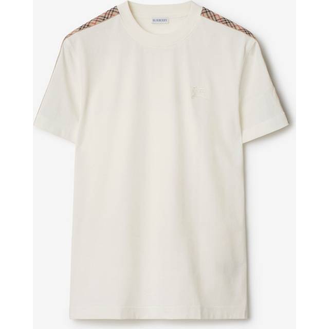 BURBERRY | White cotton Check trims T-shirt | Man | S - ivory (S)
