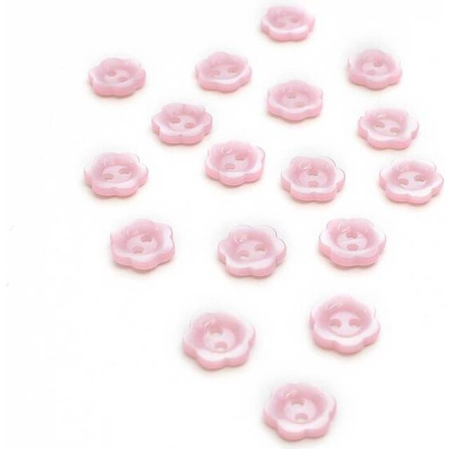 Hemline Plastic Flower Buttons Pink