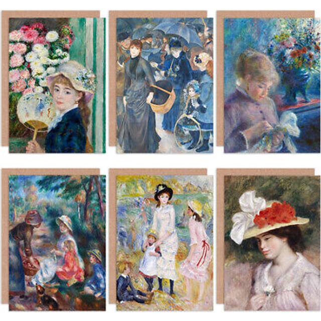 Renoir woman guernsey apple seller woman umbrellas greeting card pack of 6