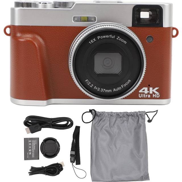 4K Digital Camera 48MP 16 X Optical Zoom 2.8 Inch IPS Screen Anti Shake Auto Focus Travel Video brown