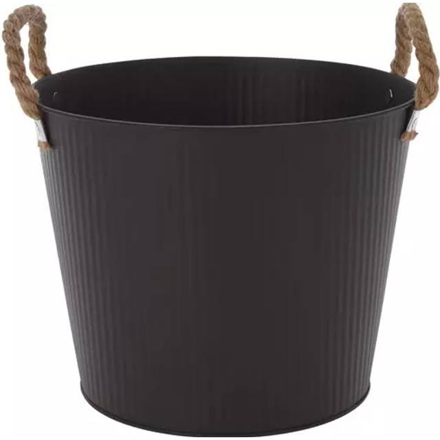 Zink Kruka Svart med Handtag (Storlek: 30x26)