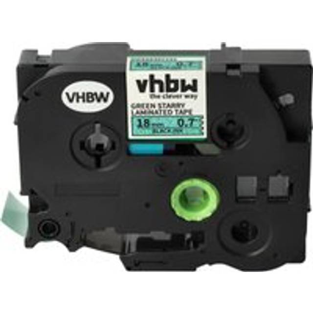 Label Tape compatible with Brother pt h 500 Li, p 700, 9800 pcn, e 500 vp, h 500 Label Printer 18 mm, Black on Green (Glitter) - Vhbw
