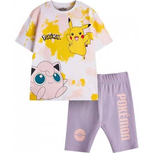 (7-8 Years, Multicoloured) Pokemon Girls Pikachu Tie Dye T-Shirt & Shorts Set