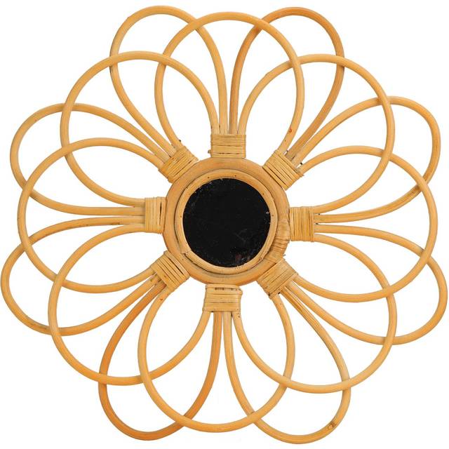 Hanging Mirror Natural Rattan Exquisite Vintage Rustic Wall Mirrors for Hallway Bathroom Living