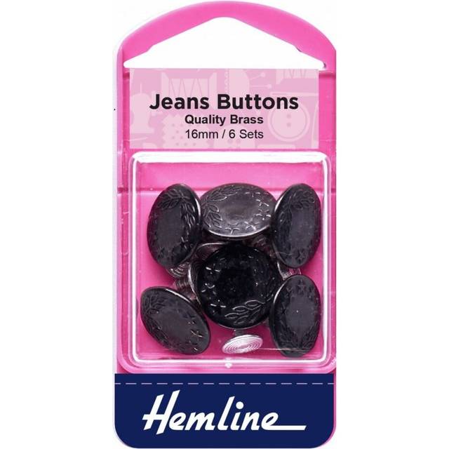 Hemline Jeans Buttons Black