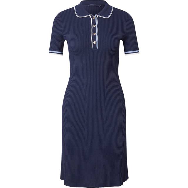 Robe polo en maille - Bleu - XXL