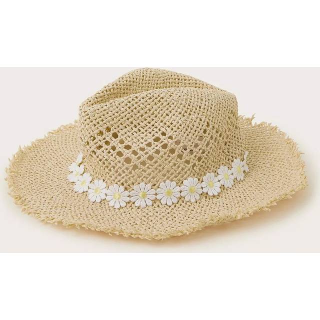 Monsoon Girls Daisy Chain Floppy Straw Hat - Light Cream, Light Cream, Size 3-6 Years - 3-6 YEARS