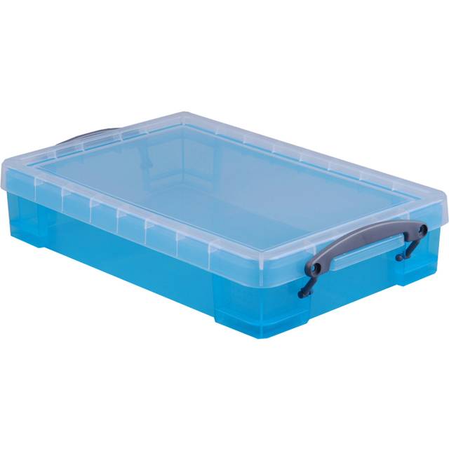 Really useful box plastic storage 4 litre transparent bright blue 4