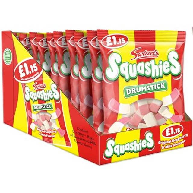 Swizzels Drumstick Squashies Original Sweets - Raspberry and Milk Flavour Foam Gum Sweets - Price Marked Multipack (12 x 120g)