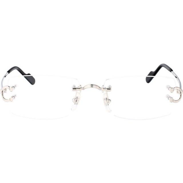 Cartier Women's Metallic Silver Optical in Silver-Silver-Transparent | Size 56 | CT0563O Color 002 (56)