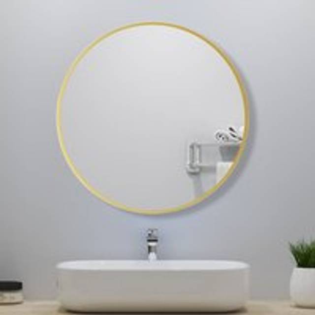 Round Wall Hanging Mirror 40cm with Gold Frame for Bathroom, Home decoration, Makeup, Shaving