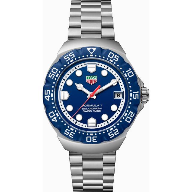 New - TAG Heuer Formula 1 Solargraph 38 mm Watch - Blue Dial - Blue Bezel - Steel Band and Case