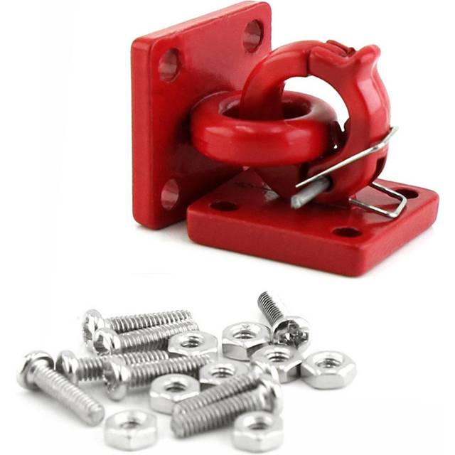 Metal Trailer Buckle, Simulation Trailer Tow Lock Shackle Bracket Set Replacement for Traxxas TRX4 red