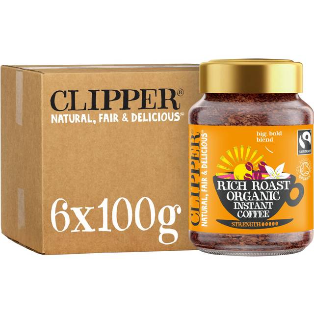 Clipper Rich Roast Organic Instant Coffee | 6 x 100g Jars | Bulk Buy for Home & Catering | Sustainable Fairtrade Coffee by Clipper Teas | Ethically