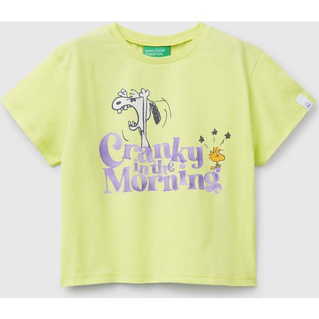 Benetton, Crew Neck Snoopy ©peanuts T-shirt, size 2-3, Yellow, Kids