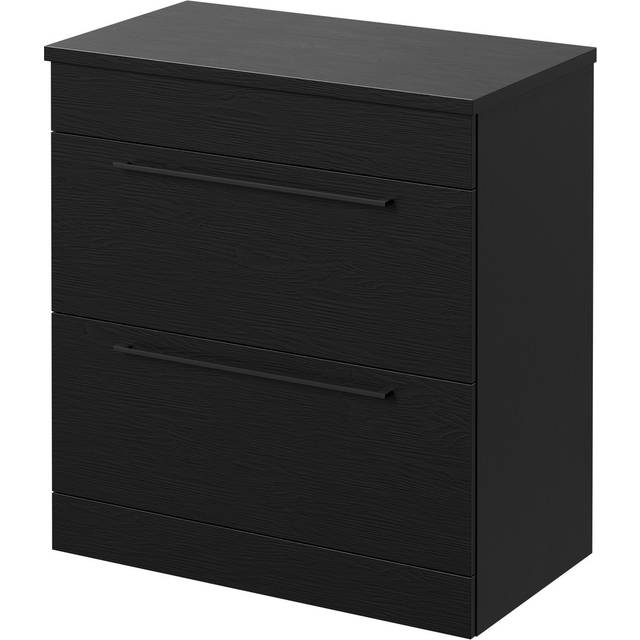 Napoli Floor Standing Vanity Unit for Countertop Basins with 2 Drawers and Matt Black Handles | Nero Oak | MDF | 800mm