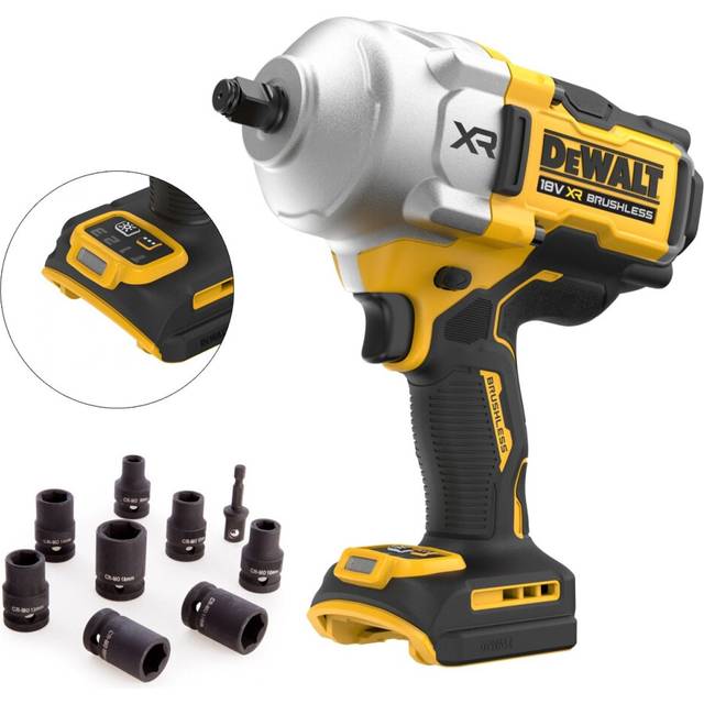 "Dewalt 18v DCF961N XR High Torque Impact Wrench 1/2"" 1626Nm Bare +9PC Socket Set"