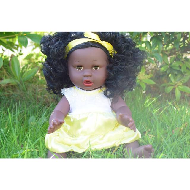"16"" Large Afro Black Ethic African Afro Doll + Clothes - Vinyl"