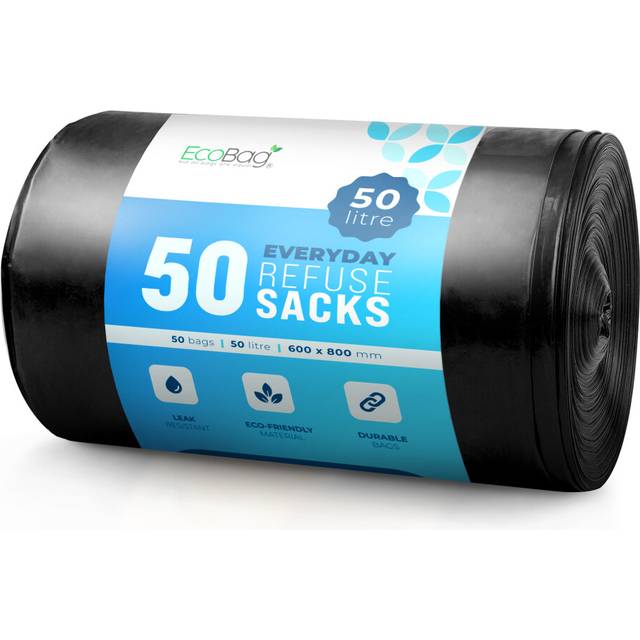 (50 L - 30 Micron) EcoBag - 50 Pack Heavy Duty Recyclable Bin Bags
