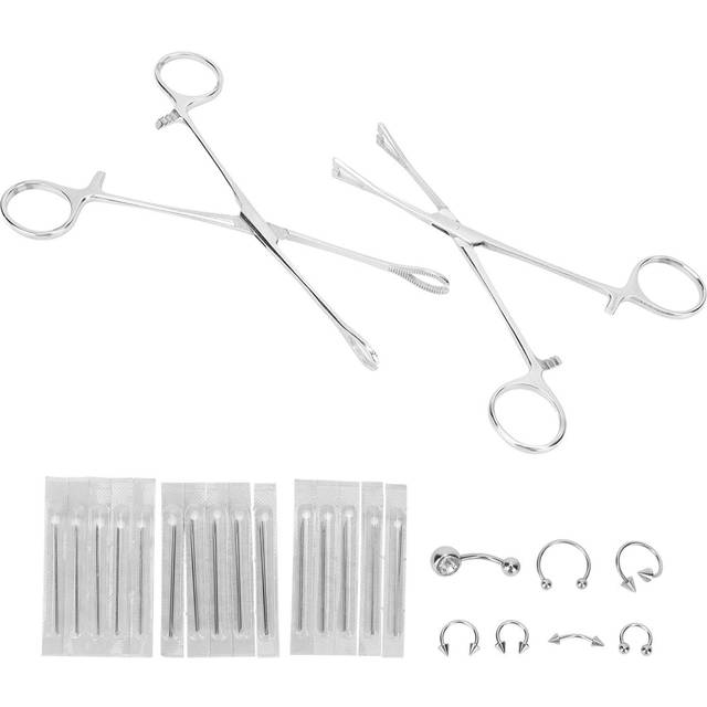 Professional Body Piercing Kit Stainless Steel Piercing Forceps Clamp Pliers Needle Tongue Ring