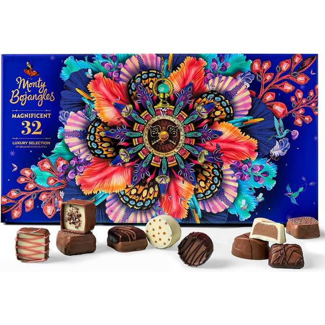 Monty Bojangles Magnificent Belgian Chocolate Gift Box (32 Chocolates 425g), Luxury Chocolates Gift Box, 16 Varieties Of Belgian Chocolates, Milk, Whi
