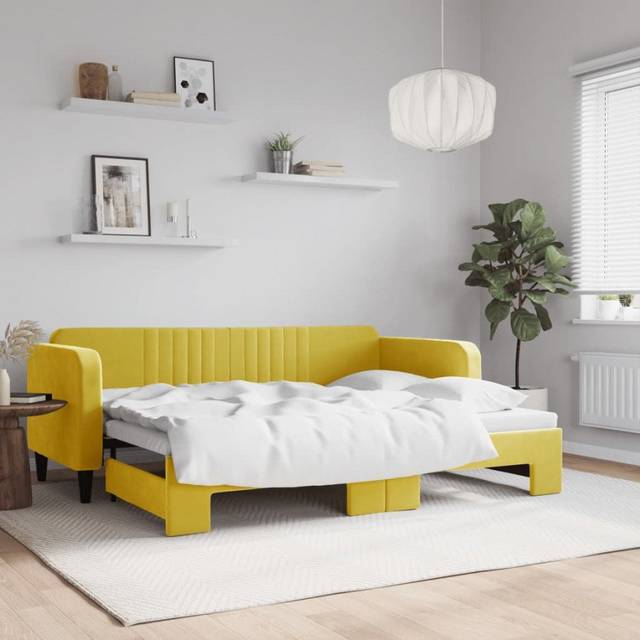 Dagbädd utdragbar gul 80x200 cm sammet